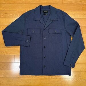 Howlin by Morrison Mens Medium Navy Textured Navy Camp Collar Shirt Overshirt